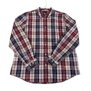 Orvis womens Shirt Size 10 Long Sleeve Wrinkle Free Cotton Tartan Plaid Button